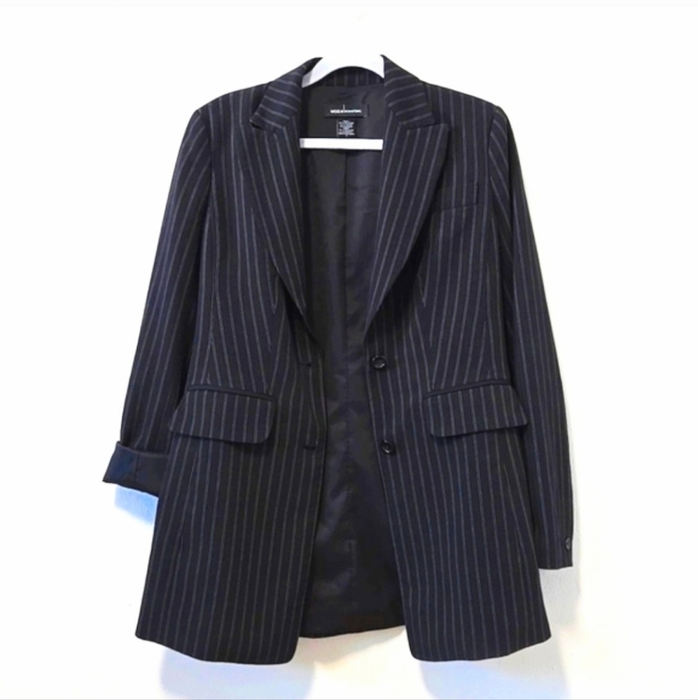 Moda International Charcoal Black Blazer With Stripes